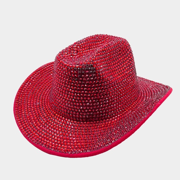 Red Rhinestone Bling Studded Western Hat